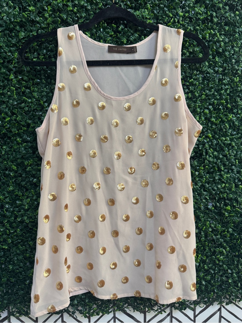 The Limited Blush Pink Sleeveless Sequin Dot Tank